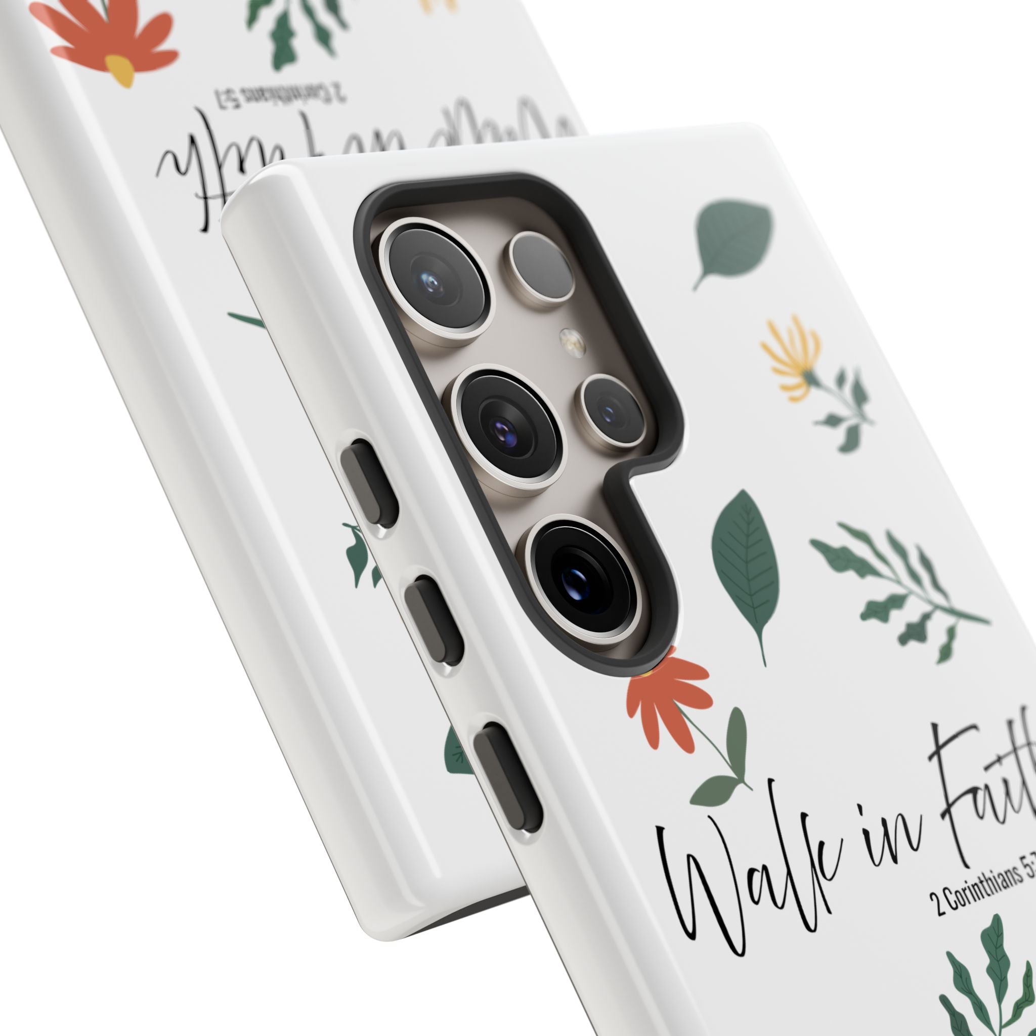 Walk in Faith Floral Phone Case — 2 Corinthians 5:7 Christian iPhone Case