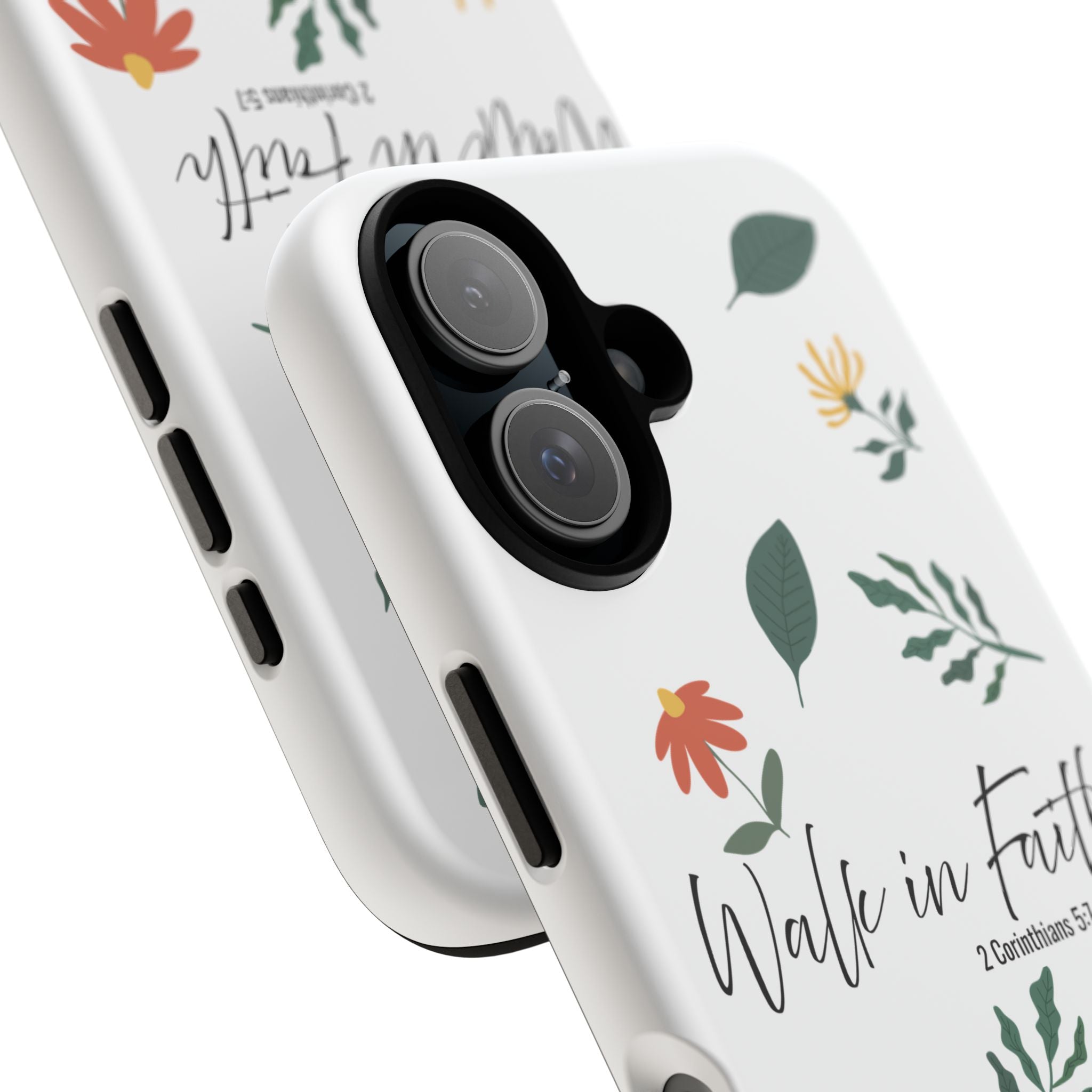 Walk in Faith Floral Phone Case — 2 Corinthians 5:7 Christian iPhone Case