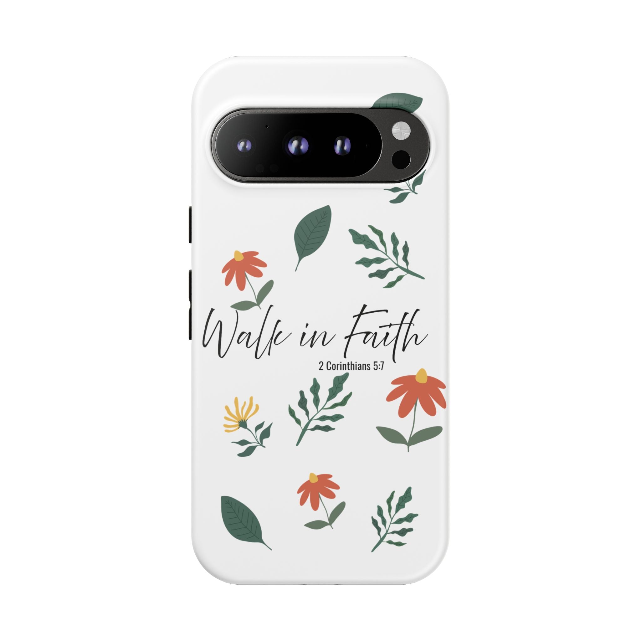 Walk in Faith Floral Phone Case — 2 Corinthians 5:7 Christian iPhone Case