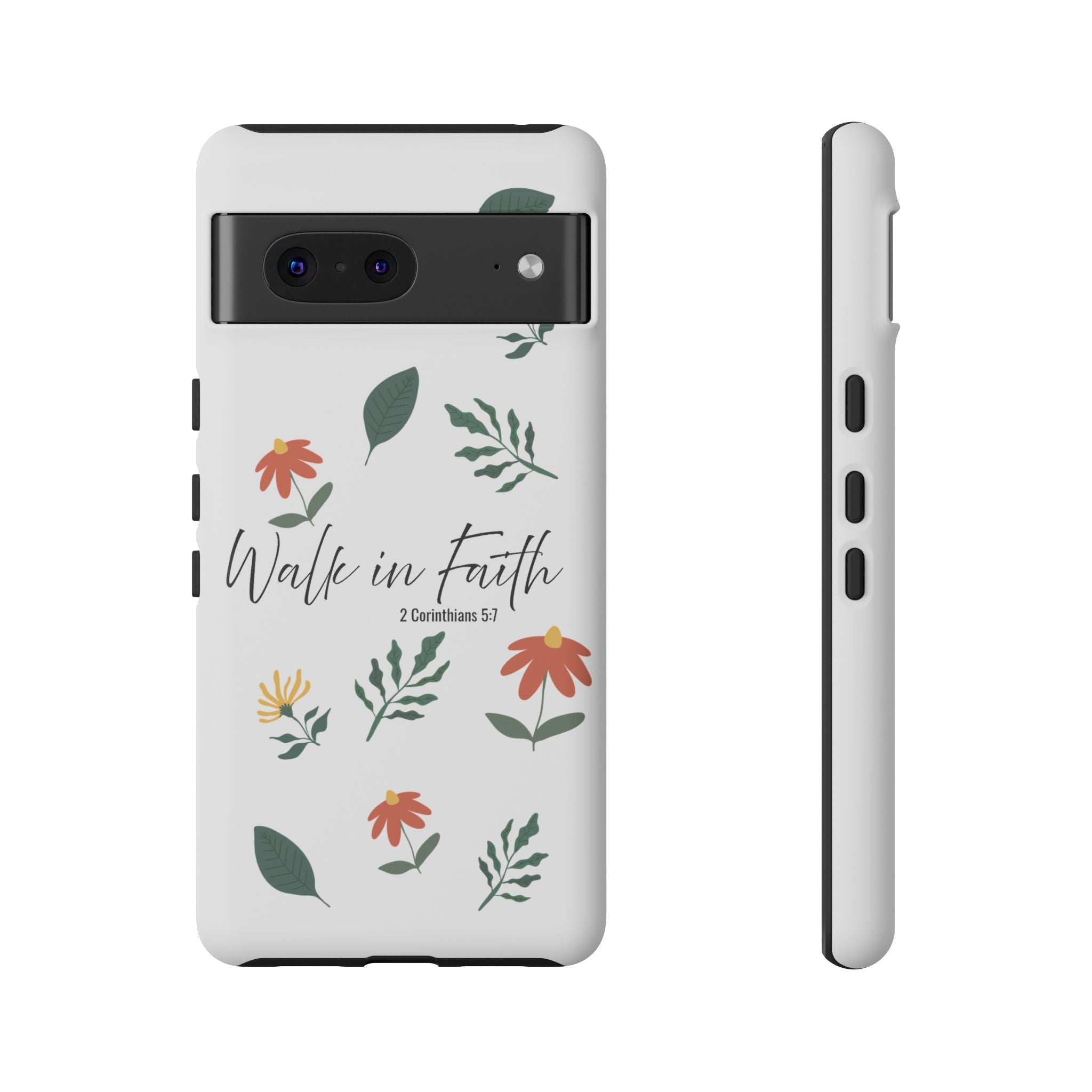 Walk in Faith Floral Phone Case — 2 Corinthians 5:7 Christian iPhone Case