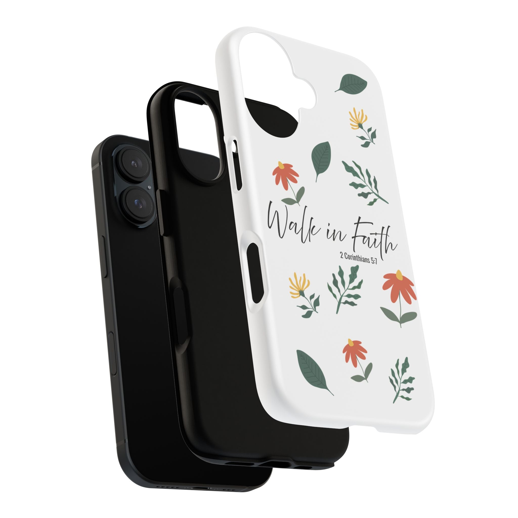 Walk in Faith Floral Phone Case — 2 Corinthians 5:7 Christian iPhone Case