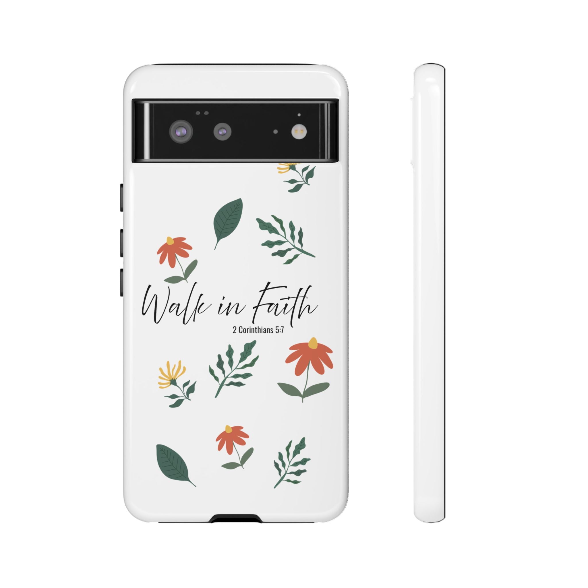 Walk in Faith Floral Phone Case — 2 Corinthians 5:7 Christian iPhone Case