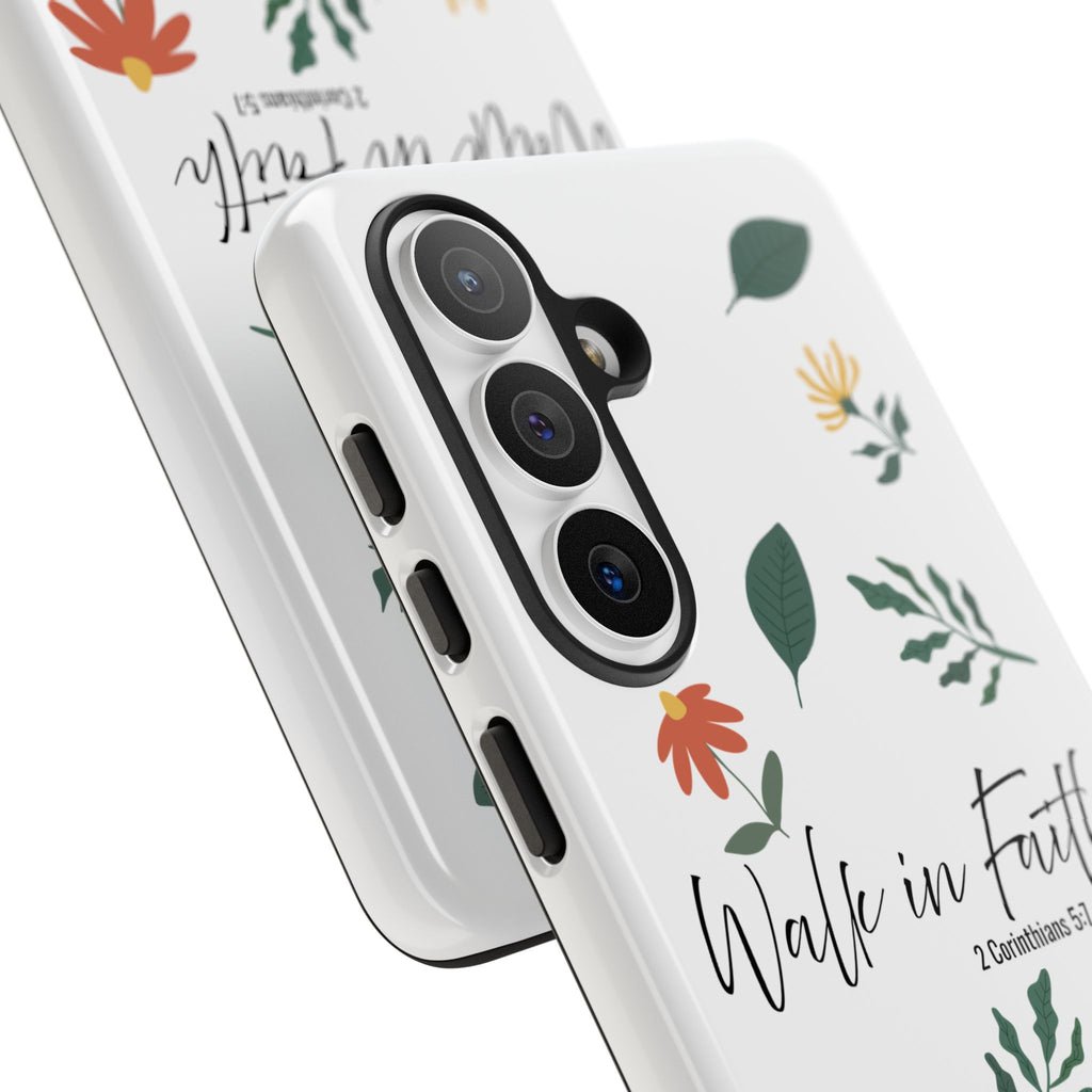 Walk in Faith Floral Phone Case — 2 Corinthians 5:7 Christian iPhone Case