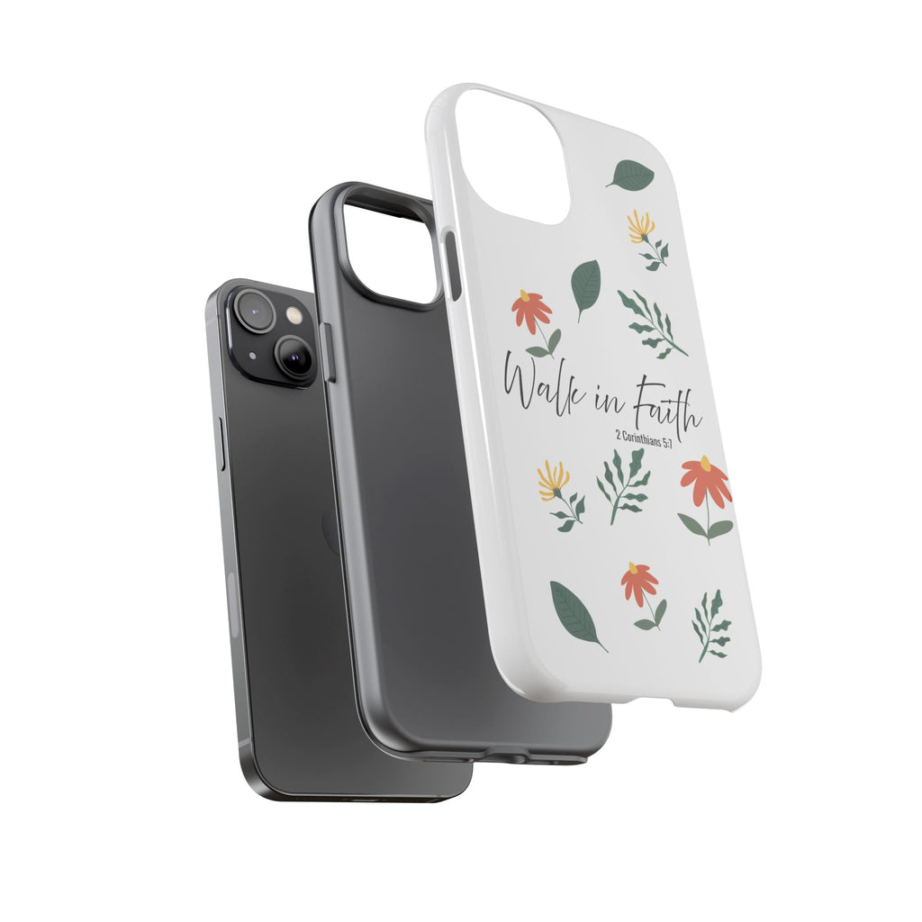 Walk in Faith Floral Phone Case — 2 Corinthians 5:7 Christian iPhone Case