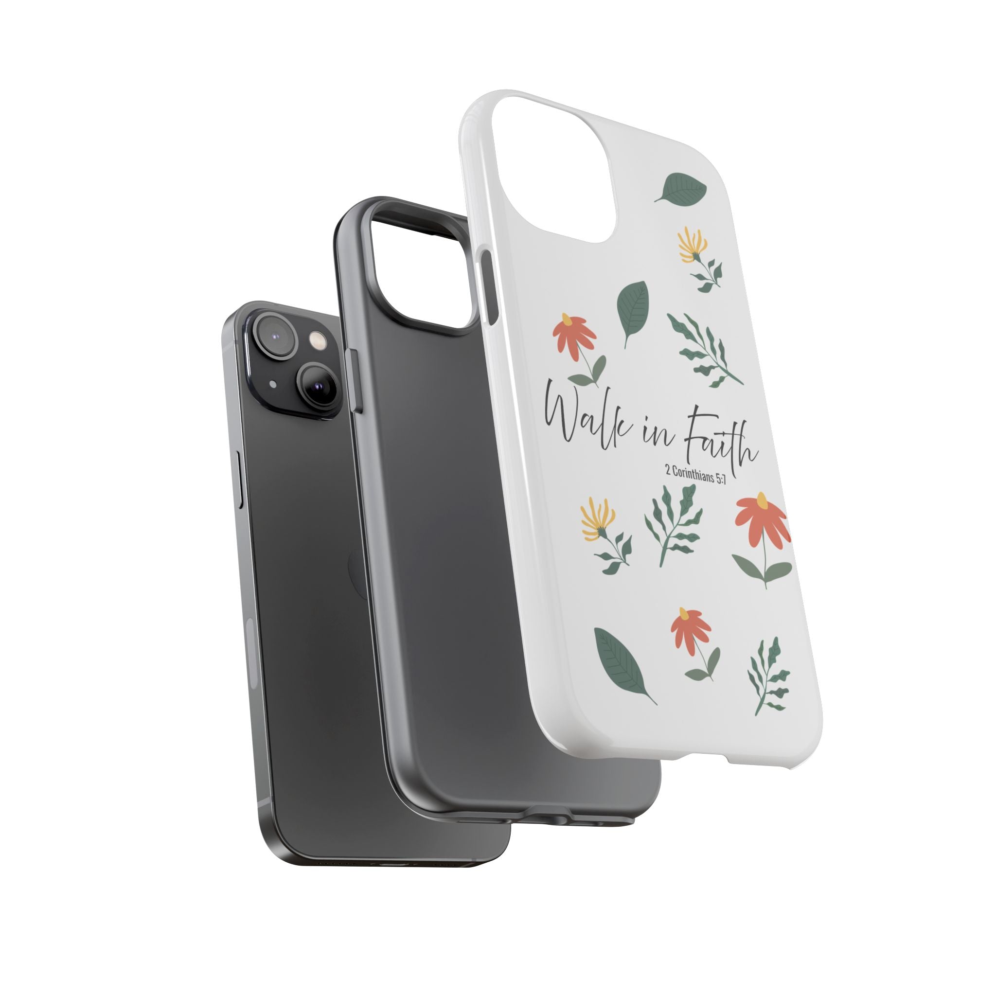 Walk in Faith Floral Phone Case — 2 Corinthians 5:7 Christian iPhone Case