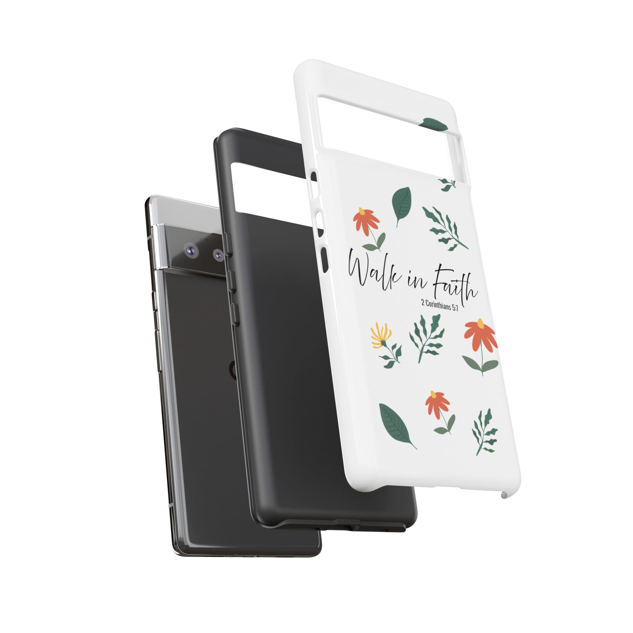 Walk in Faith Floral Phone Case — 2 Corinthians 5:7 Christian iPhone Case