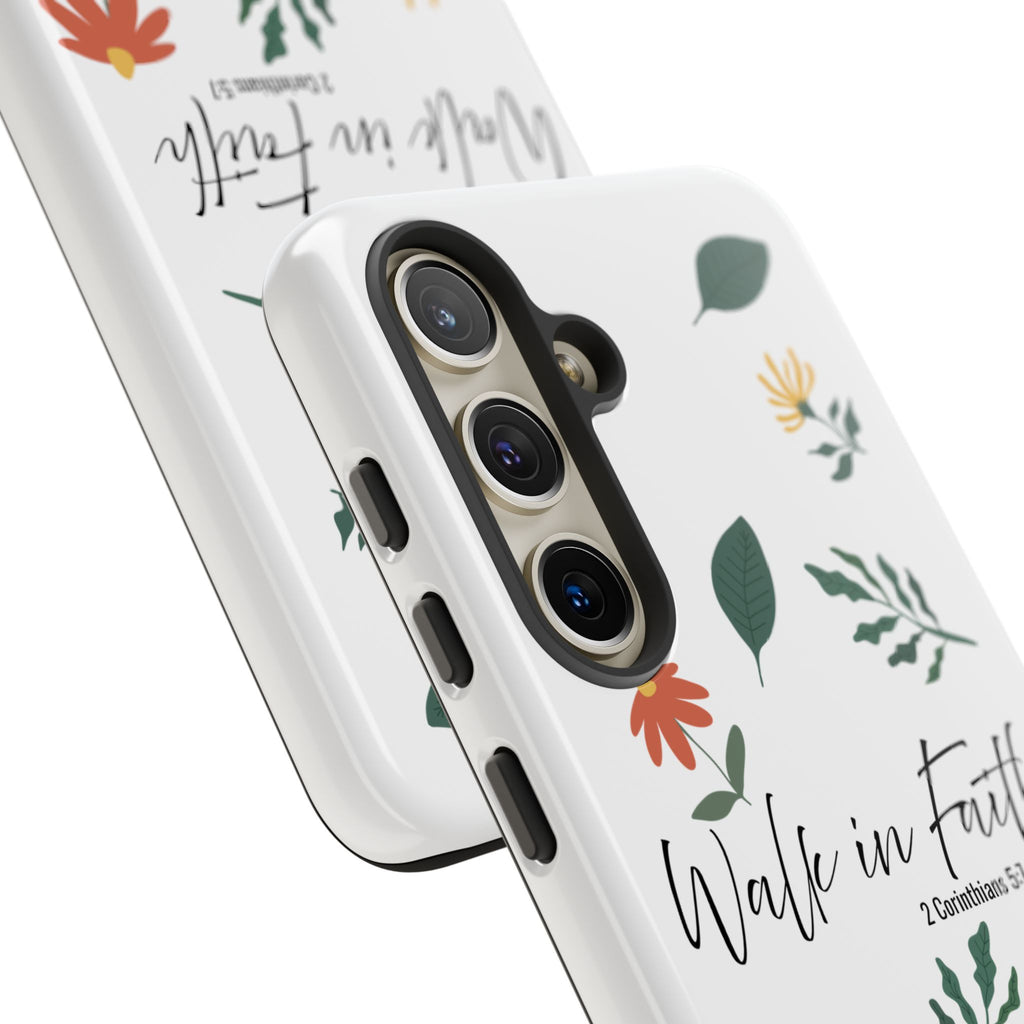 Walk in Faith Floral Phone Case — 2 Corinthians 5:7 Christian iPhone Case