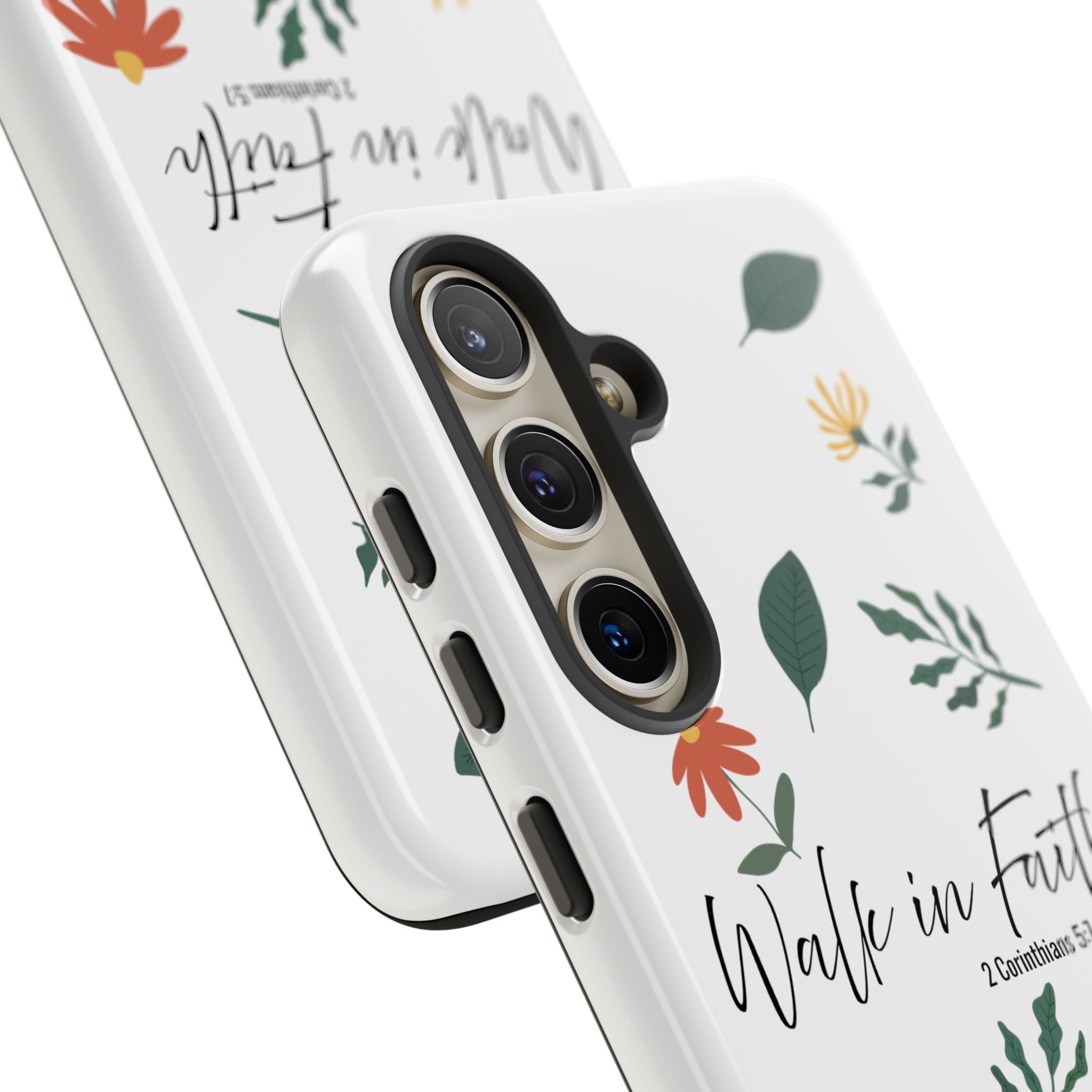 Walk in Faith Floral Phone Case — 2 Corinthians 5:7 Christian iPhone Case