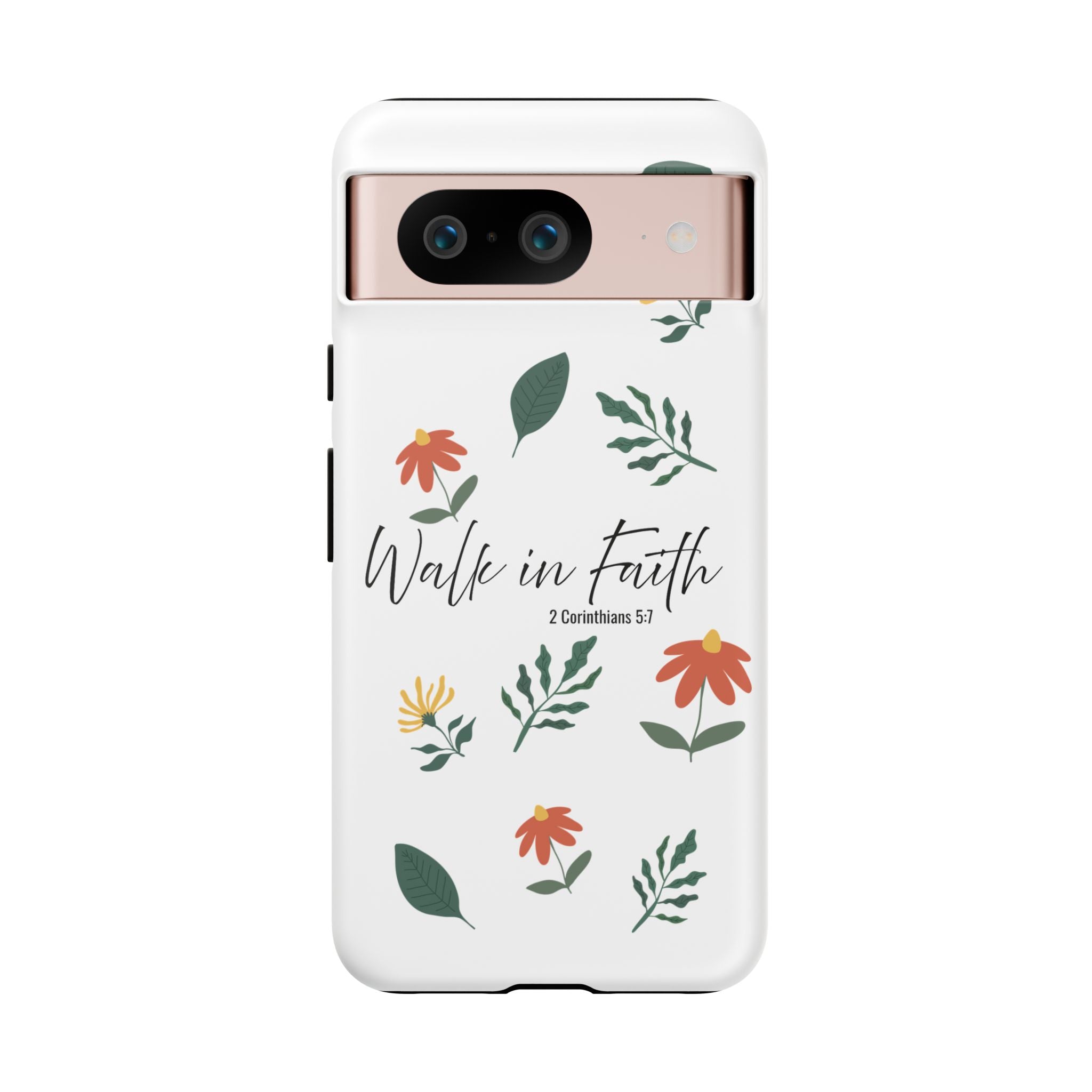 Walk in Faith Floral Phone Case — 2 Corinthians 5:7 Christian iPhone Case