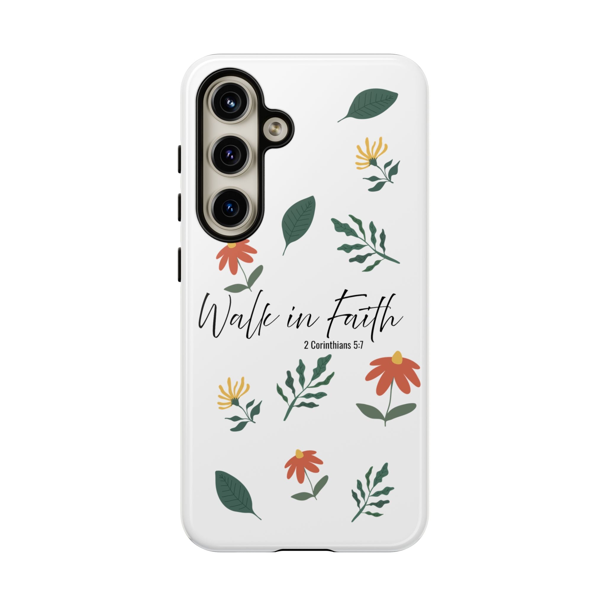 Walk in Faith Floral Phone Case — 2 Corinthians 5:7 Christian iPhone Case