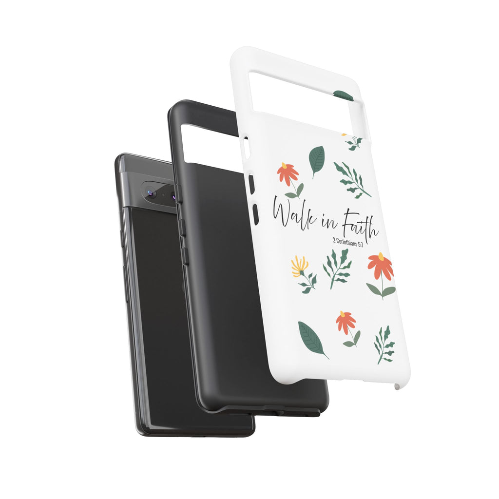 Walk in Faith Floral Phone Case — 2 Corinthians 5:7 Christian iPhone Case
