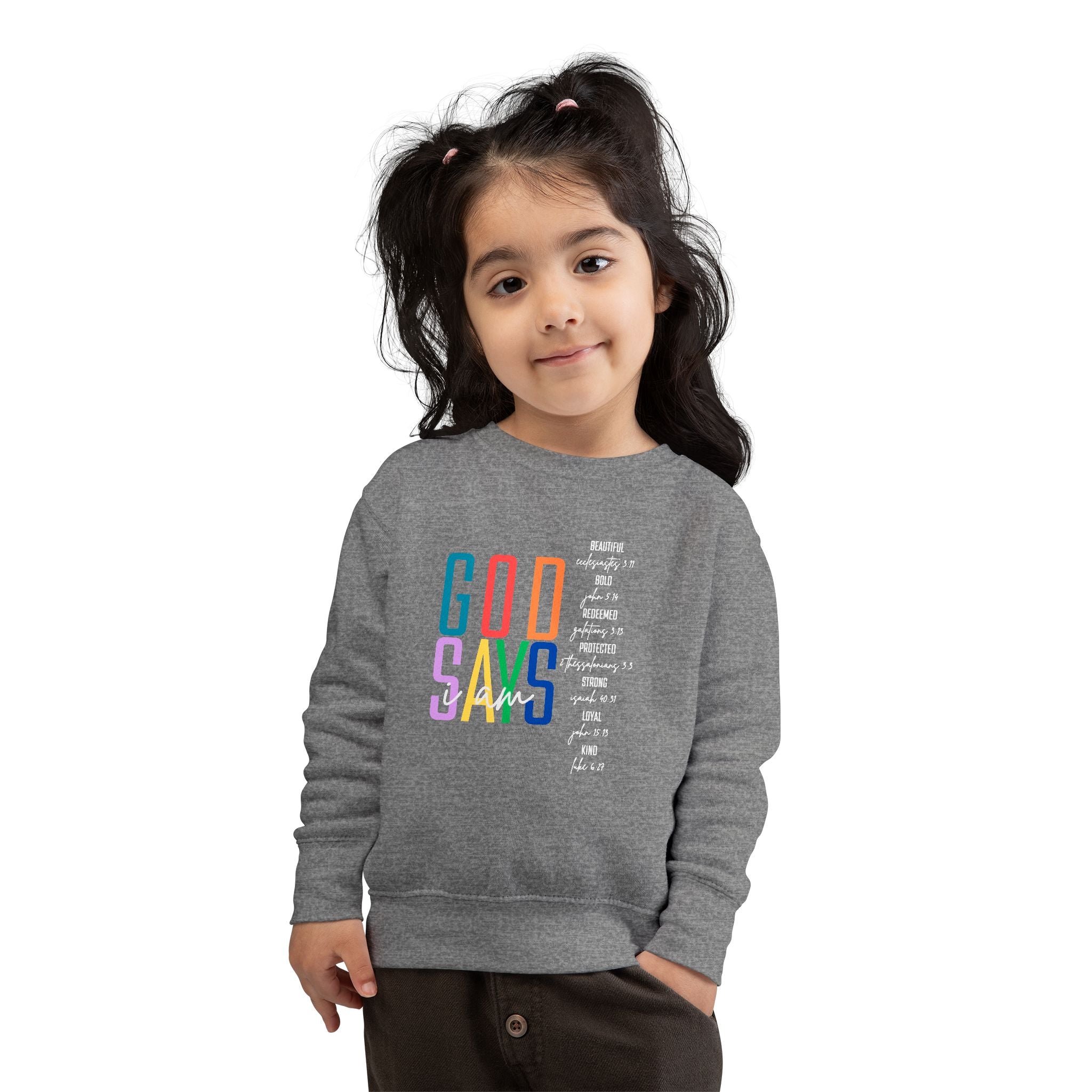 "GOD SAYS" Rainbow  Crewneck (Toddler)