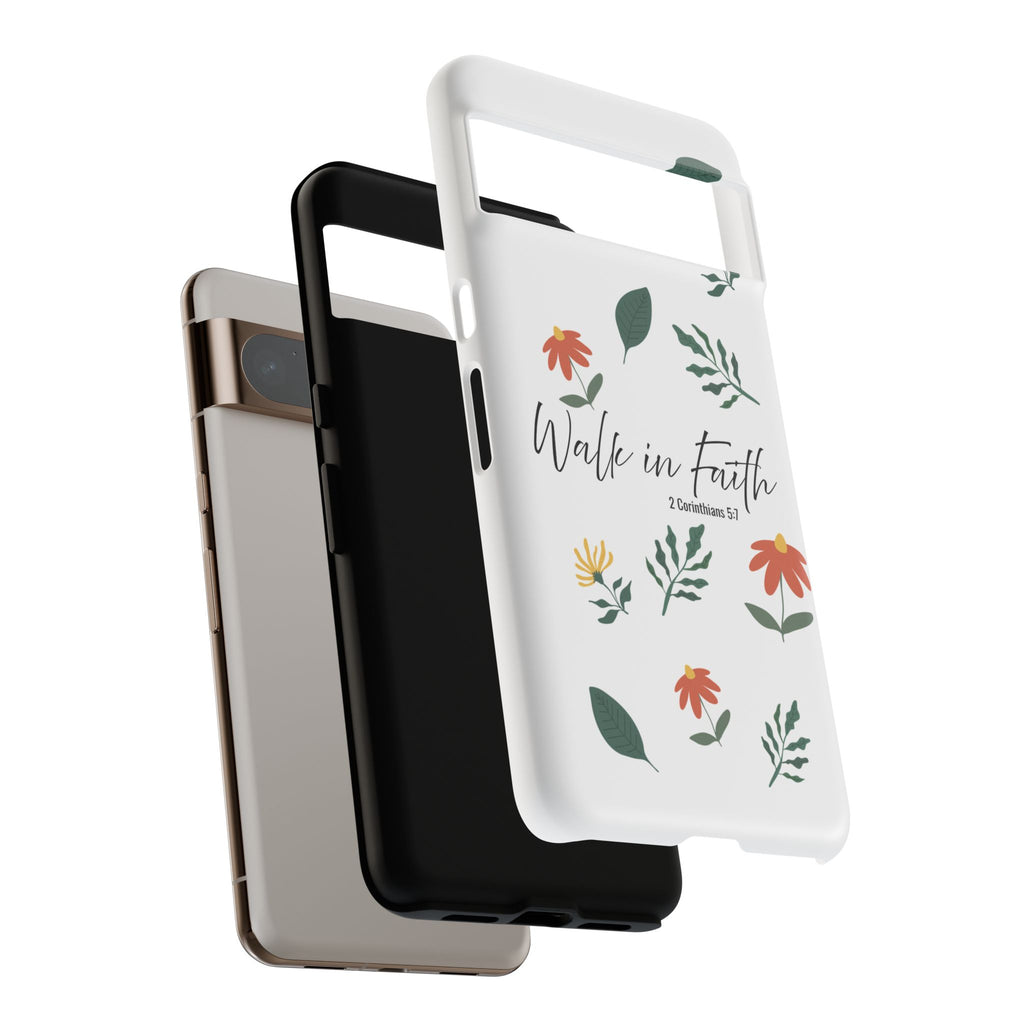 Walk in Faith Floral Phone Case — 2 Corinthians 5:7 Christian iPhone Case