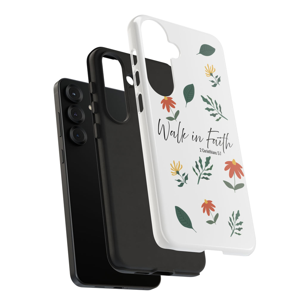 Walk in Faith Floral Phone Case — 2 Corinthians 5:7 Christian iPhone Case