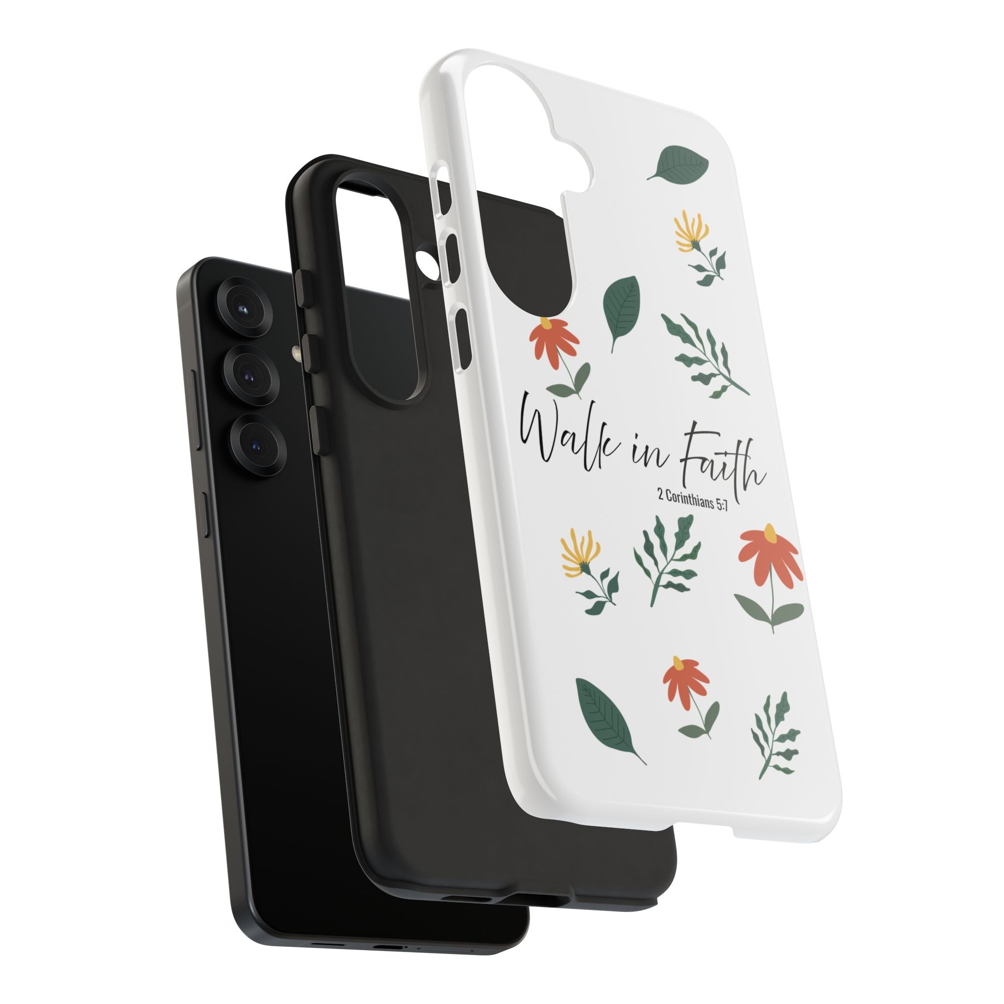 Walk in Faith Floral Phone Case — 2 Corinthians 5:7 Christian iPhone Case