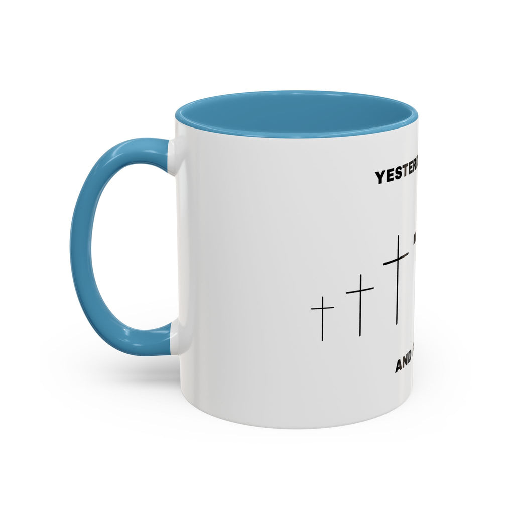 Christian Coffee Mug - "Yesterday, Today and Forever" Cross Accent Mug (11/15oz)