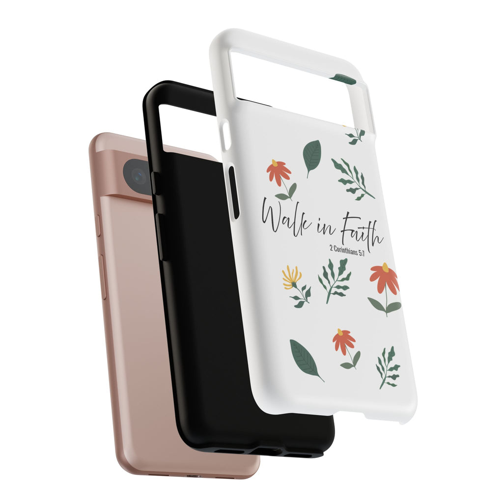 Walk in Faith Floral Phone Case — 2 Corinthians 5:7 Christian iPhone Case