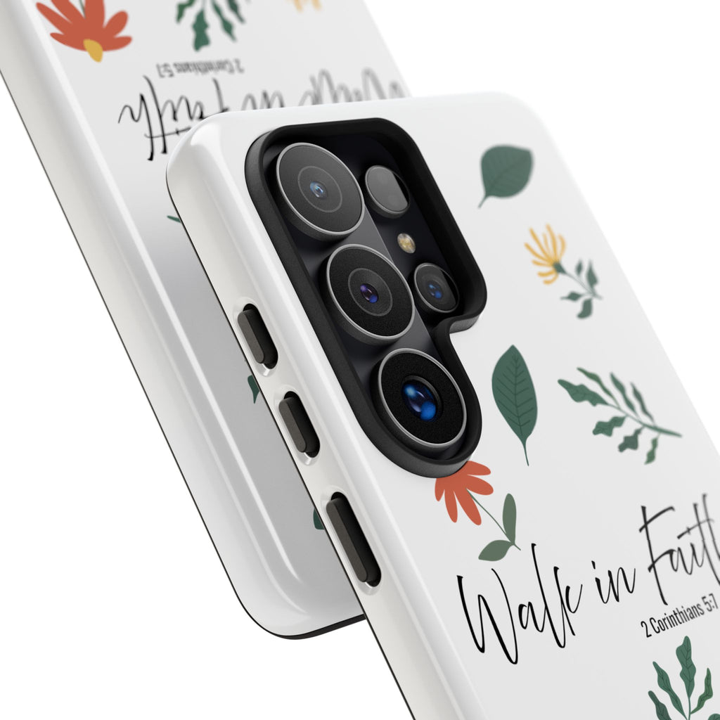 Walk in Faith Floral Phone Case — 2 Corinthians 5:7 Christian iPhone Case
