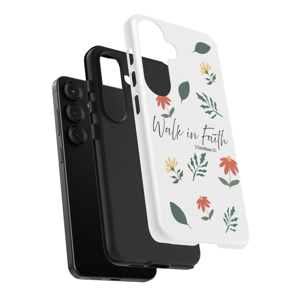 Walk in Faith Floral Phone Case — 2 Corinthians 5:7 Christian iPhone Case