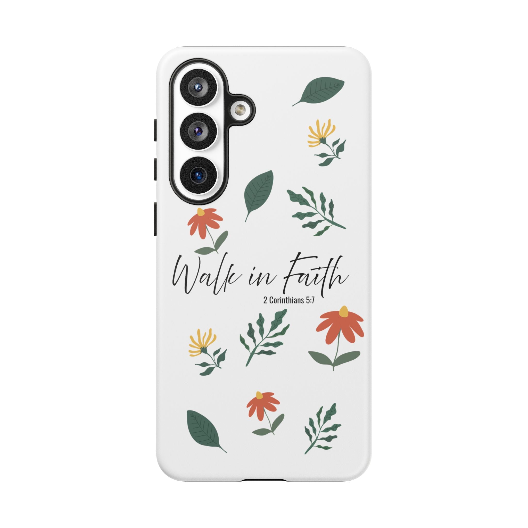 Walk in Faith Floral Phone Case — 2 Corinthians 5:7 Christian iPhone Case