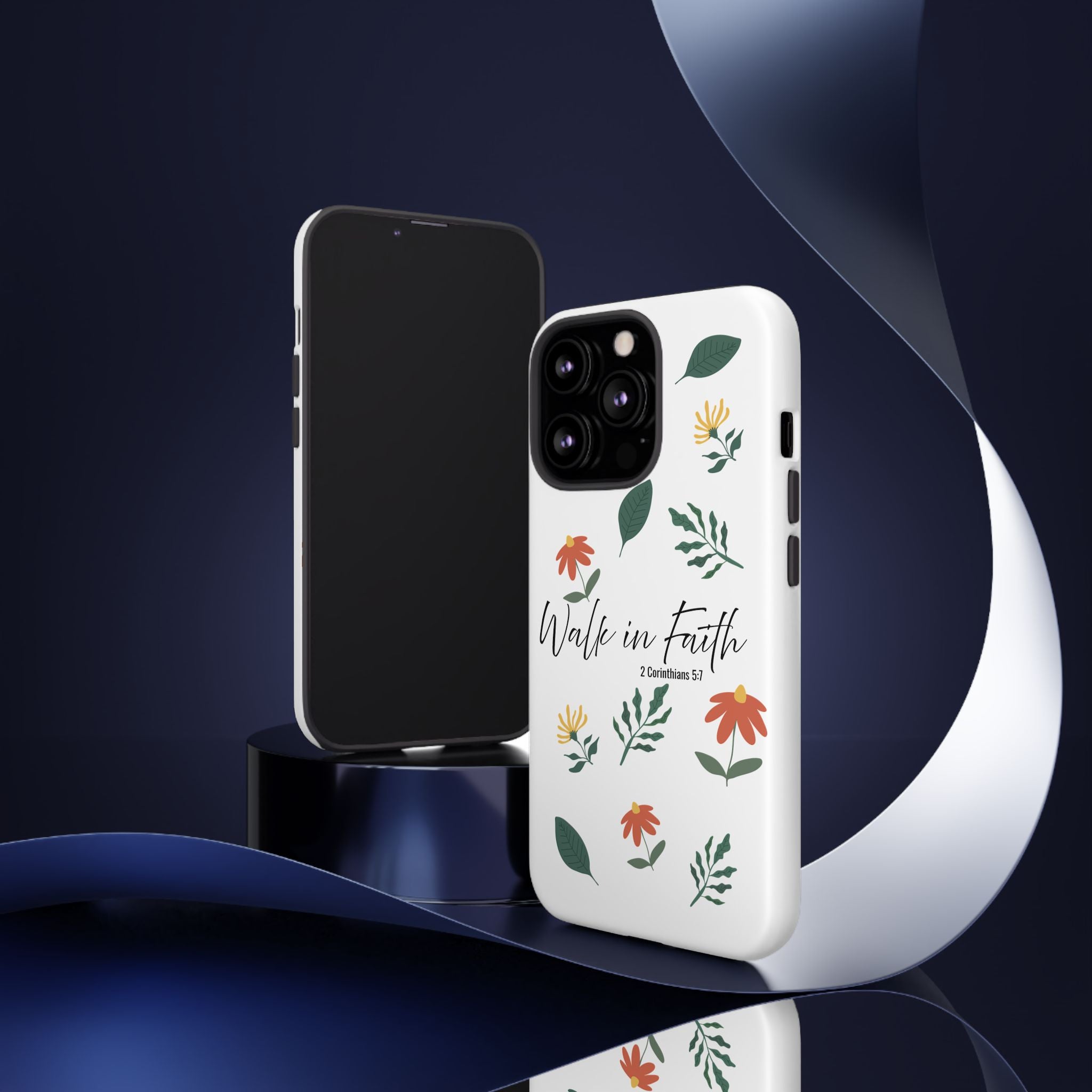 Walk in Faith Floral Phone Case — 2 Corinthians 5:7 Christian iPhone Case