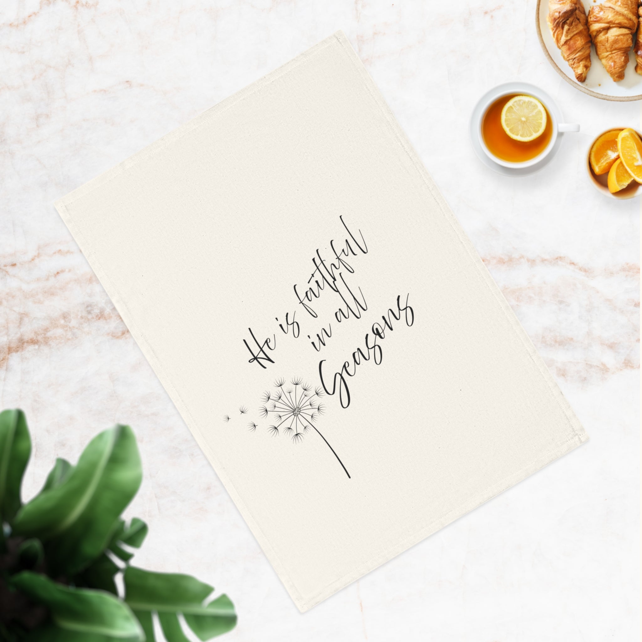 He Is Faithful in All Seasons Cotton Tea Towel