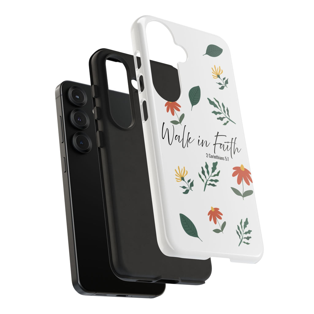 Walk in Faith Floral Phone Case — 2 Corinthians 5:7 Christian iPhone Case