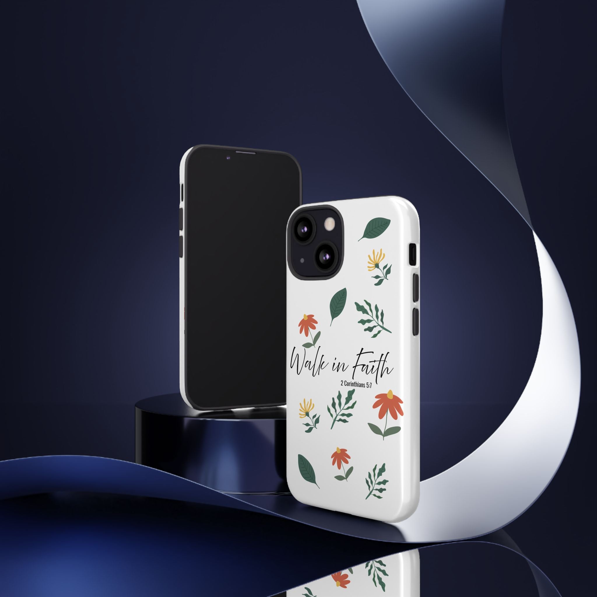 Walk in Faith Floral Phone Case — 2 Corinthians 5:7 Christian iPhone Case