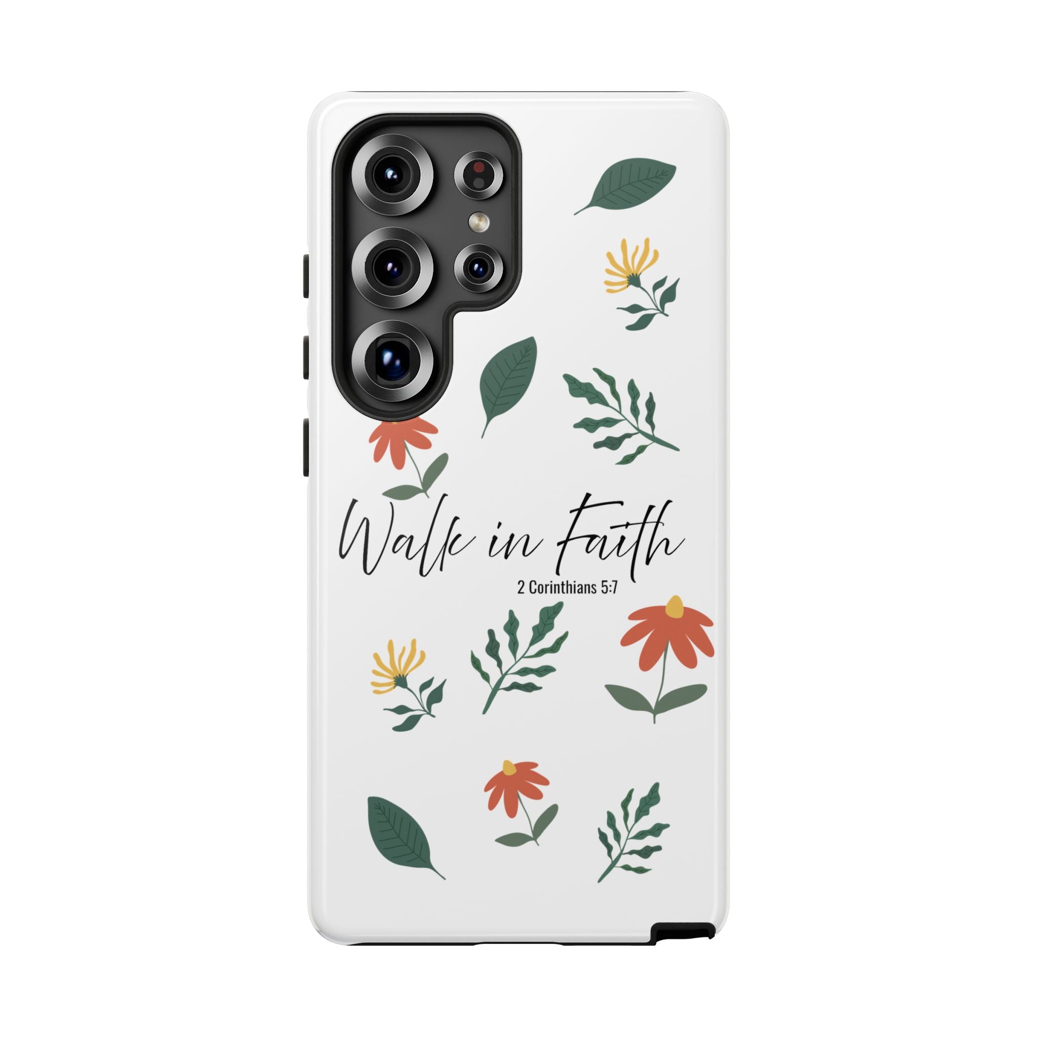 Walk in Faith Floral Phone Case — 2 Corinthians 5:7 Christian iPhone Case