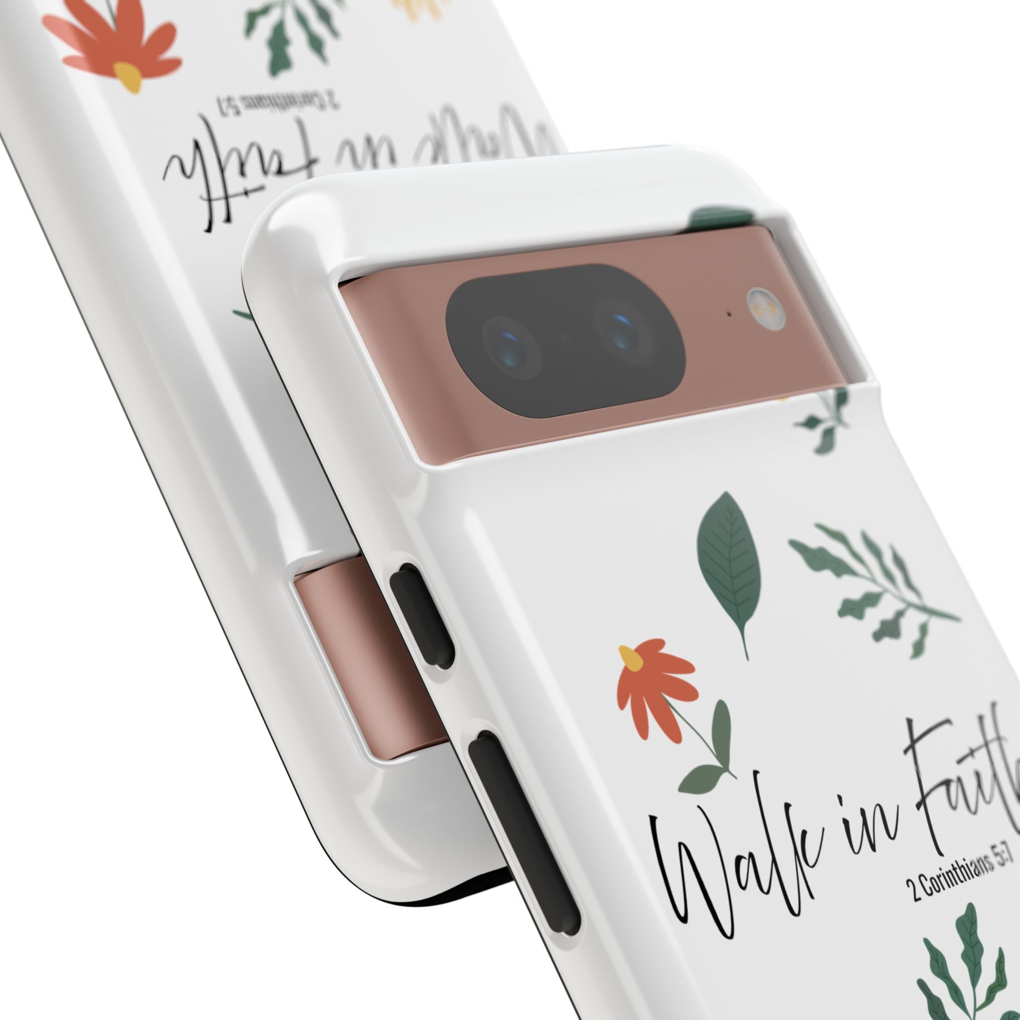 Walk in Faith Floral Phone Case — 2 Corinthians 5:7 Christian iPhone Case