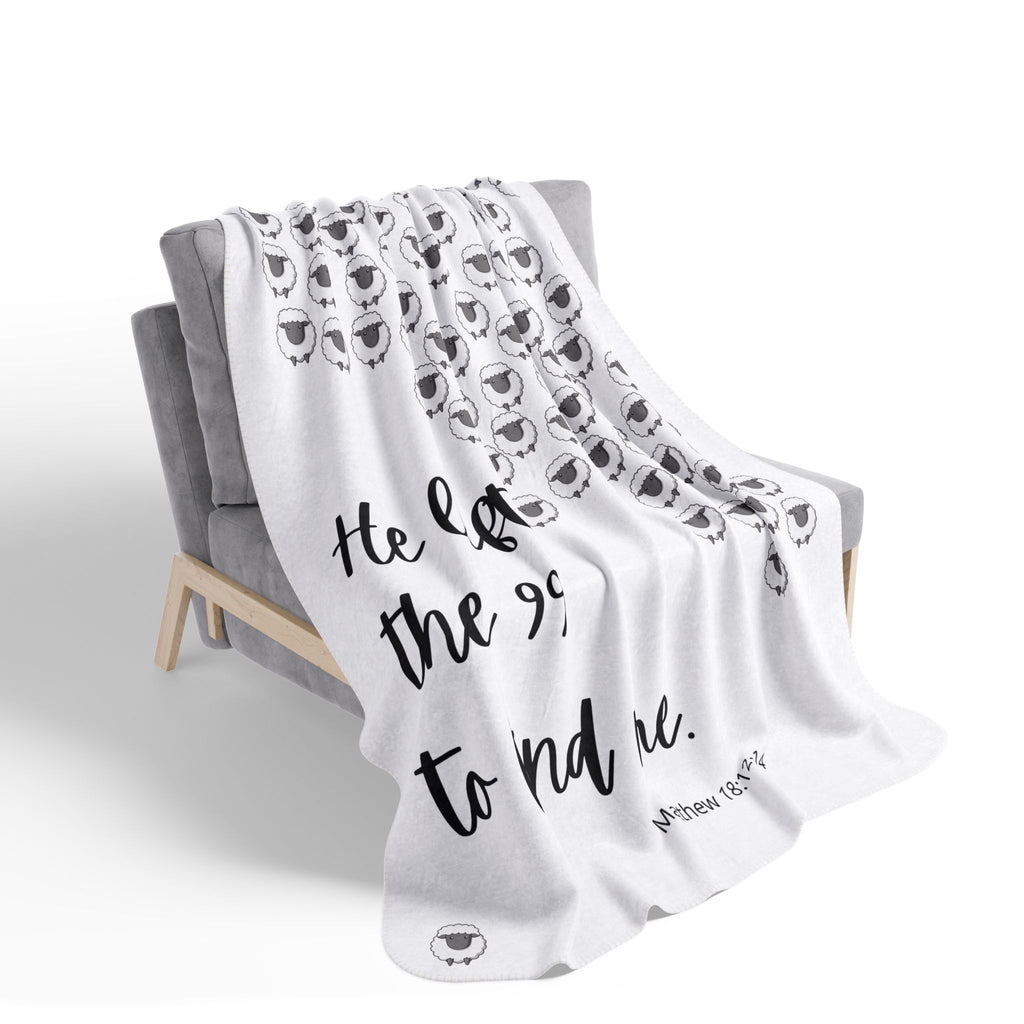 "He Left the 99 to Find Me" Fleece and Sherpa Throw
