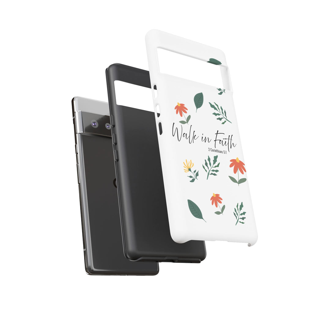 Walk in Faith Floral Phone Case — 2 Corinthians 5:7 Christian iPhone Case
