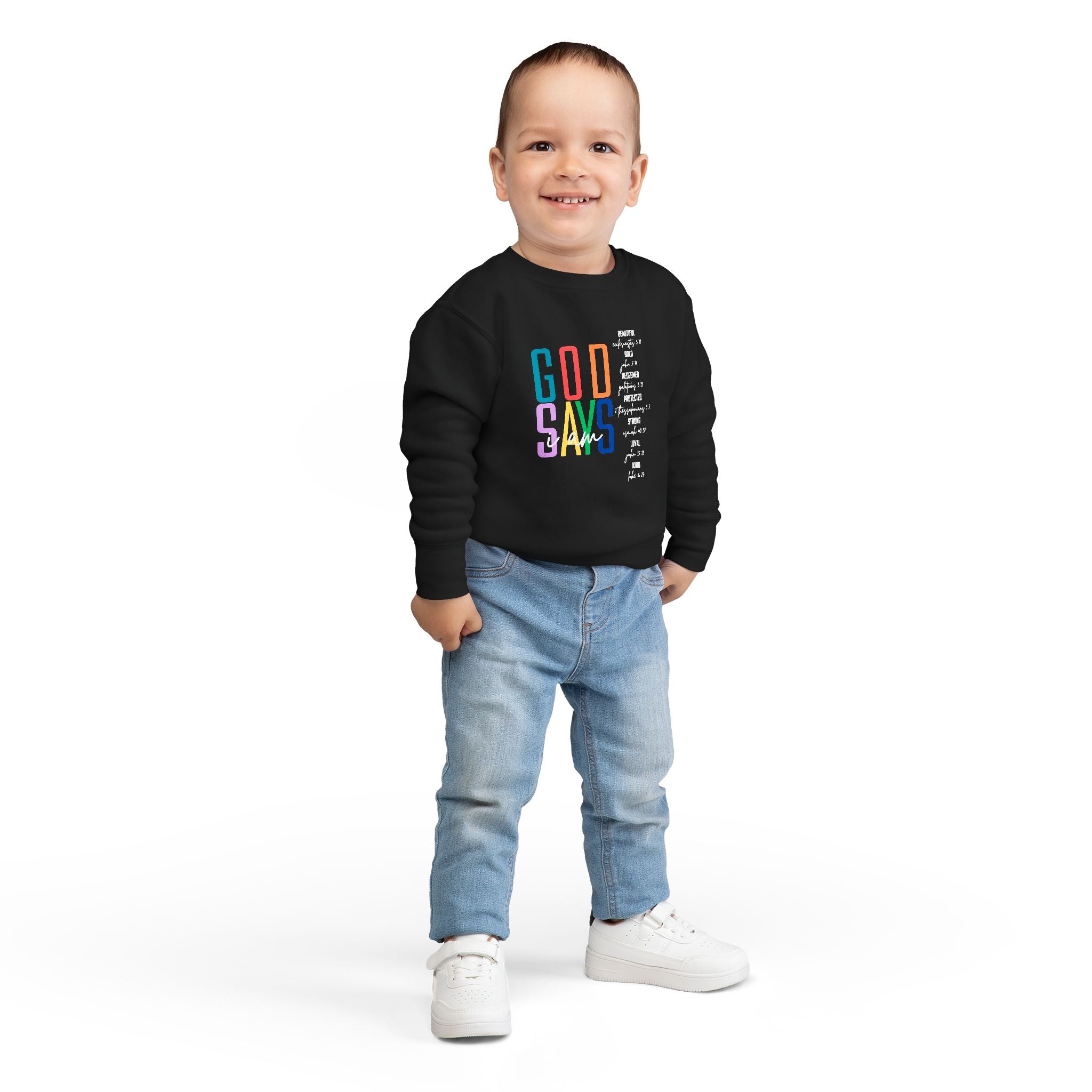 "GOD SAYS" Rainbow  Crewneck (Toddler)