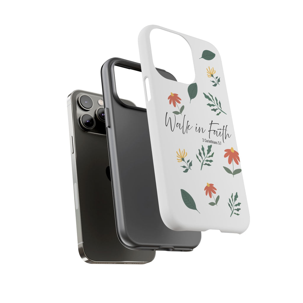 Walk in Faith Floral Phone Case — 2 Corinthians 5:7 Christian iPhone Case