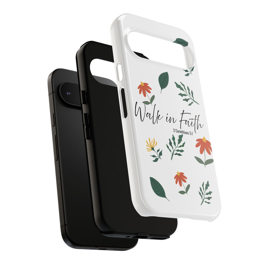 Walk in Faith Floral Phone Case — 2 Corinthians 5:7 Christian iPhone Case