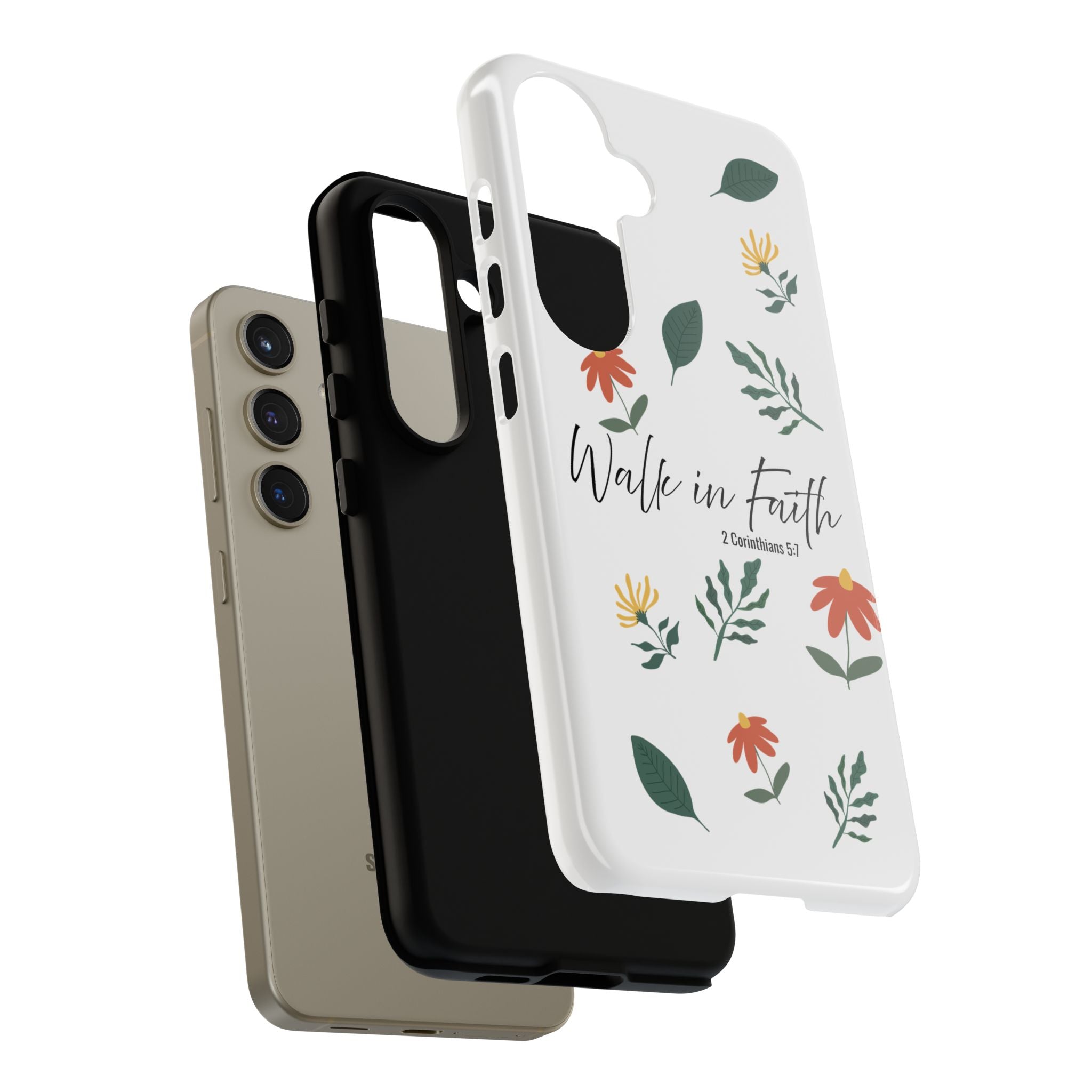 Walk in Faith Floral Phone Case — 2 Corinthians 5:7 Christian iPhone Case