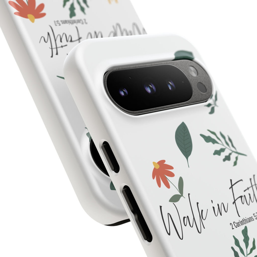 Walk in Faith Floral Phone Case — 2 Corinthians 5:7 Christian iPhone Case