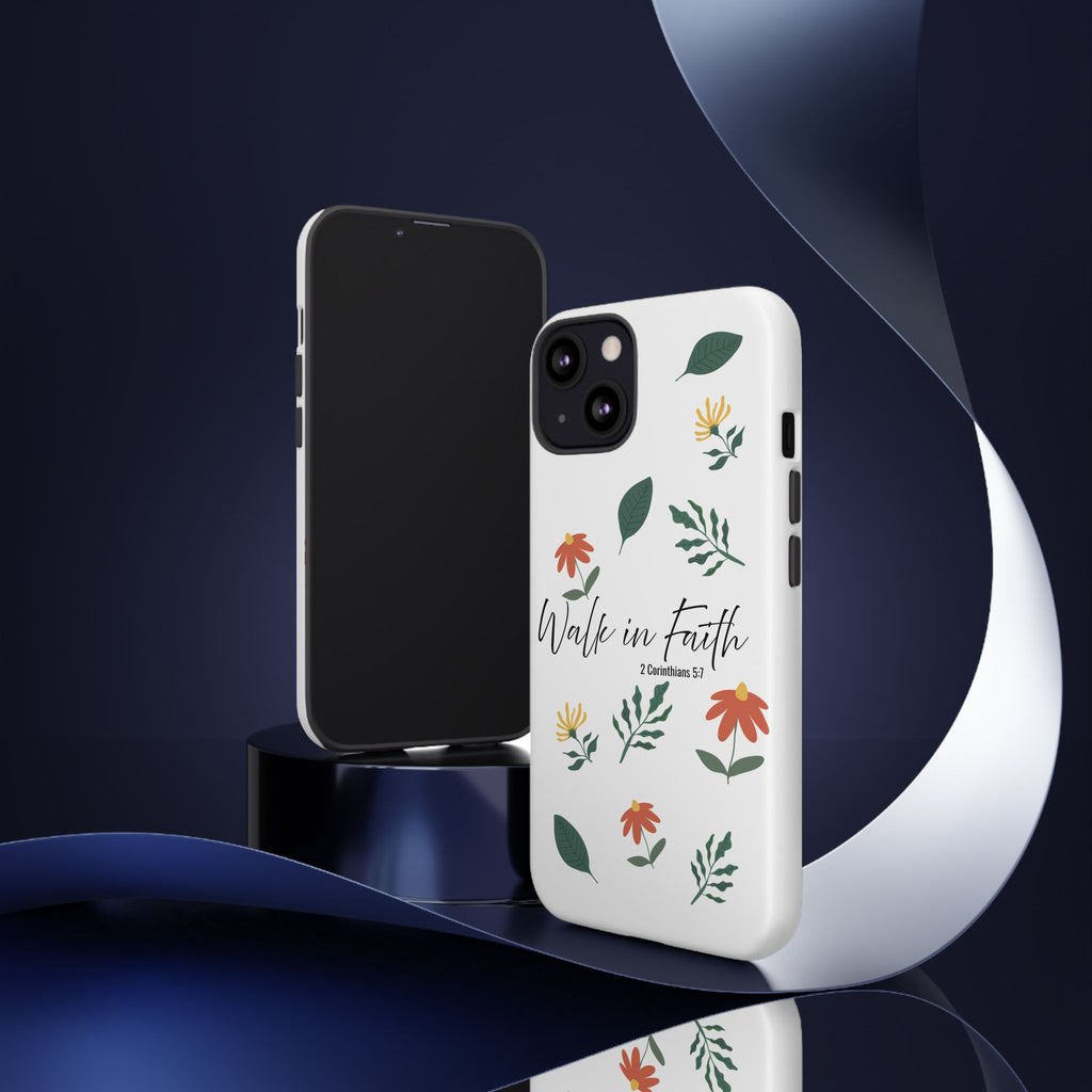 Walk in Faith Floral Phone Case — 2 Corinthians 5:7 Christian iPhone Case