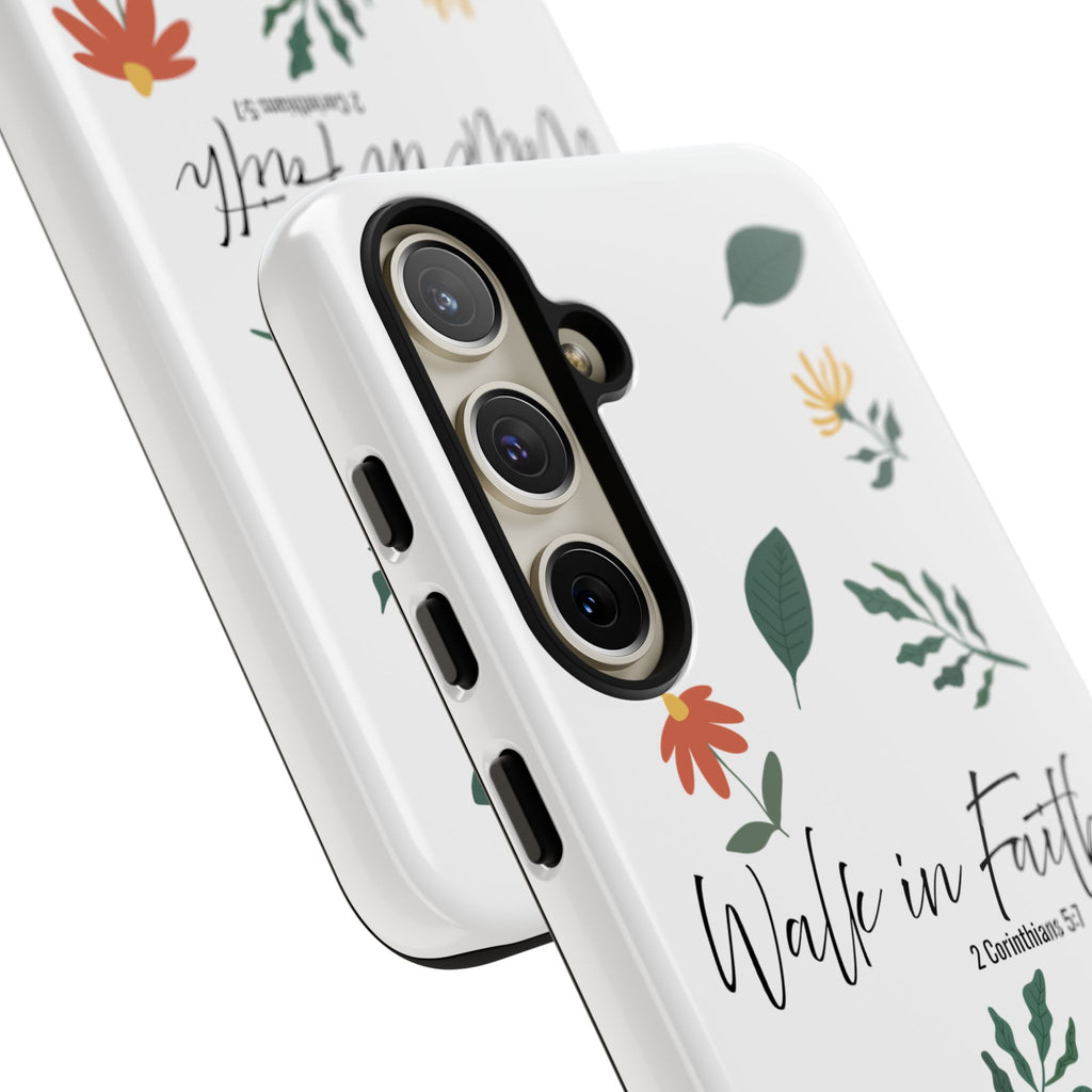 Walk in Faith Floral Phone Case — 2 Corinthians 5:7 Christian iPhone Case