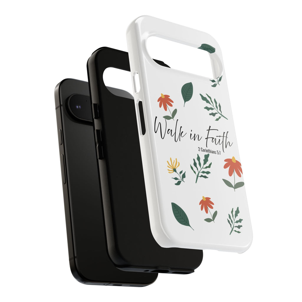 Walk in Faith Floral Phone Case — 2 Corinthians 5:7 Christian iPhone Case
