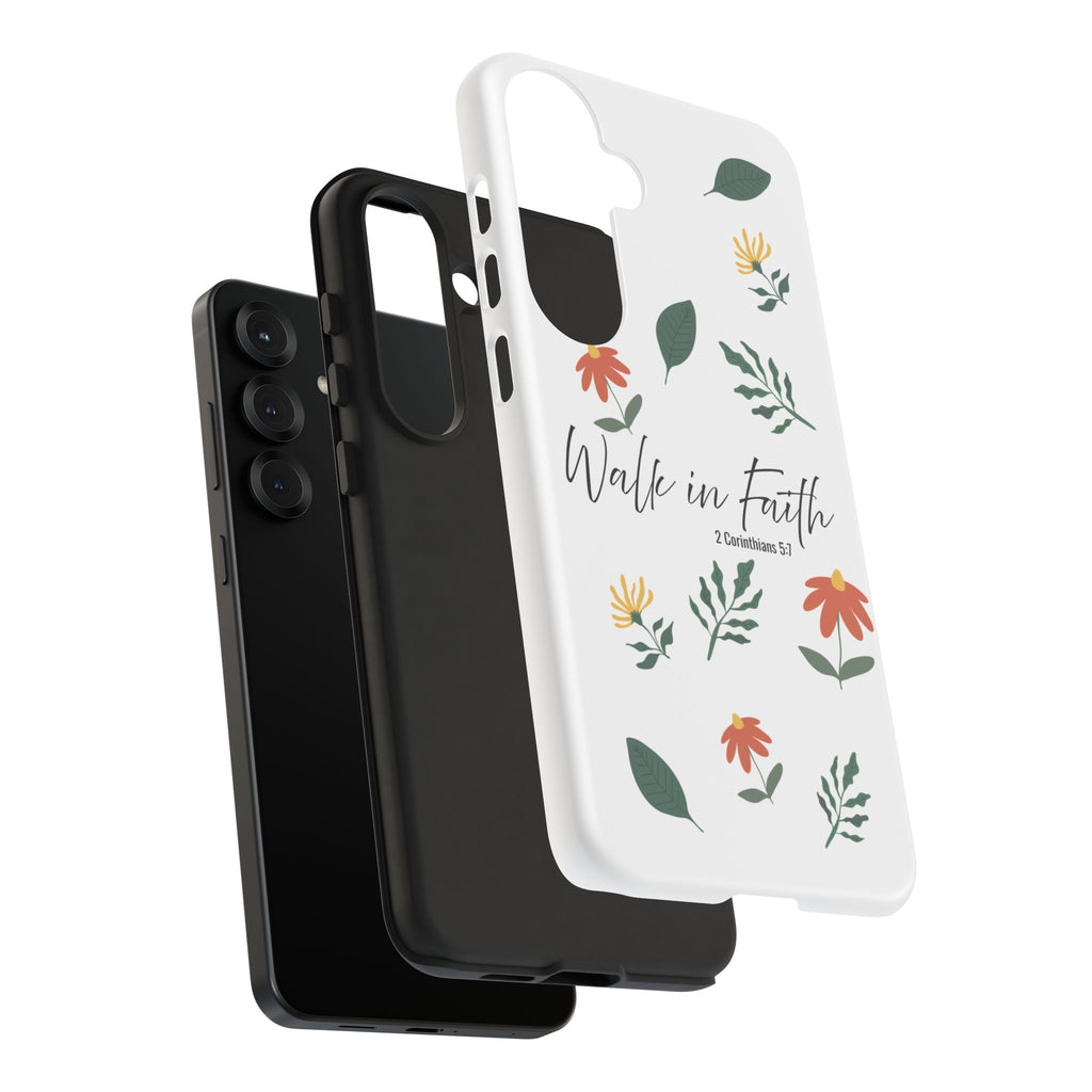 Walk in Faith Floral Phone Case — 2 Corinthians 5:7 Christian iPhone Case
