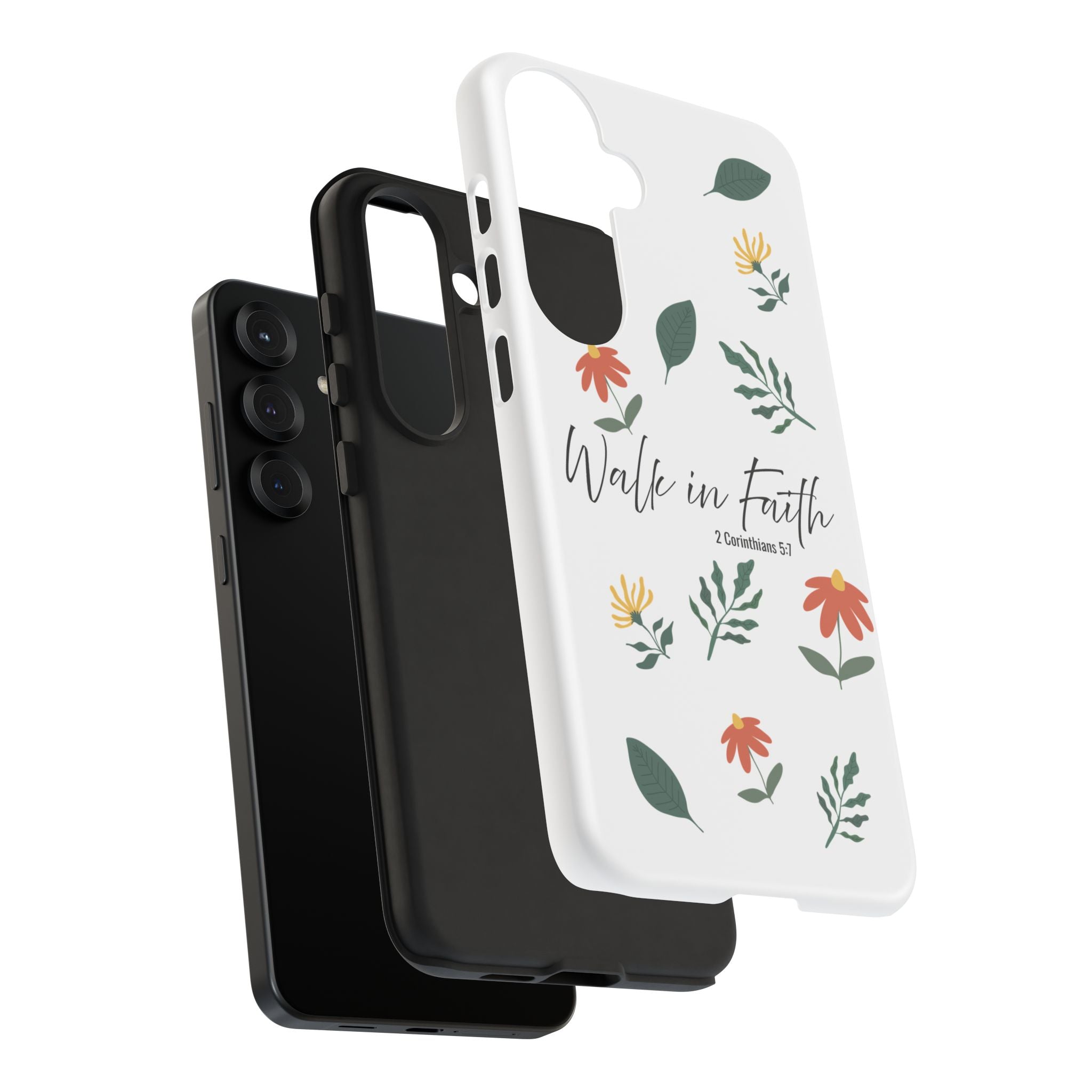 Walk in Faith Floral Phone Case — 2 Corinthians 5:7 Christian iPhone Case