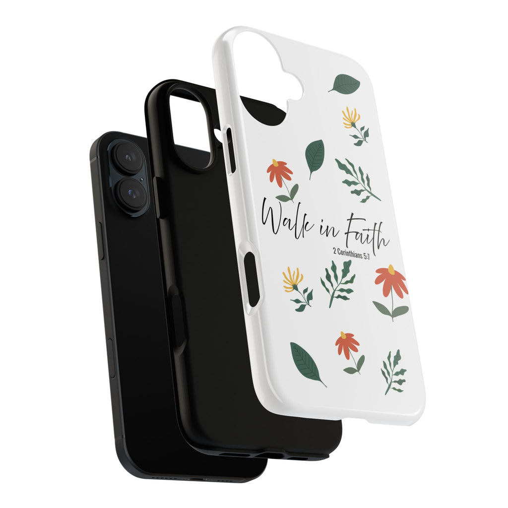 Walk in Faith Floral Phone Case — 2 Corinthians 5:7 Christian iPhone Case