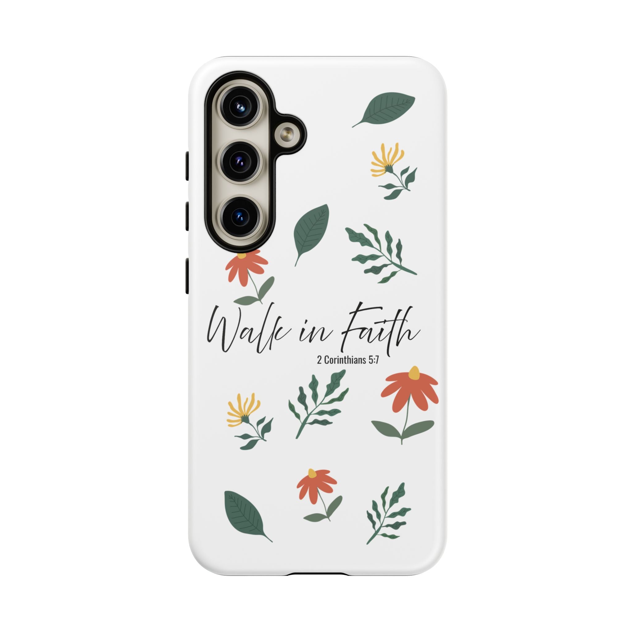 Walk in Faith Floral Phone Case — 2 Corinthians 5:7 Christian iPhone Case