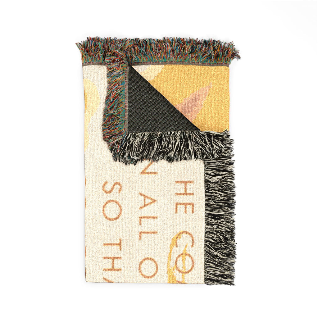 Woven Blanket — Inspirational Comfort Quote Throw (He Comforteth in All Our Troubles)