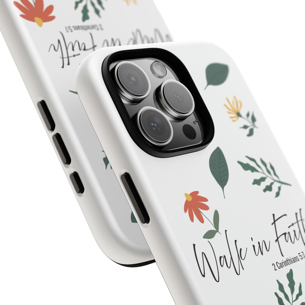Walk in Faith Floral Phone Case — 2 Corinthians 5:7 Christian iPhone Case