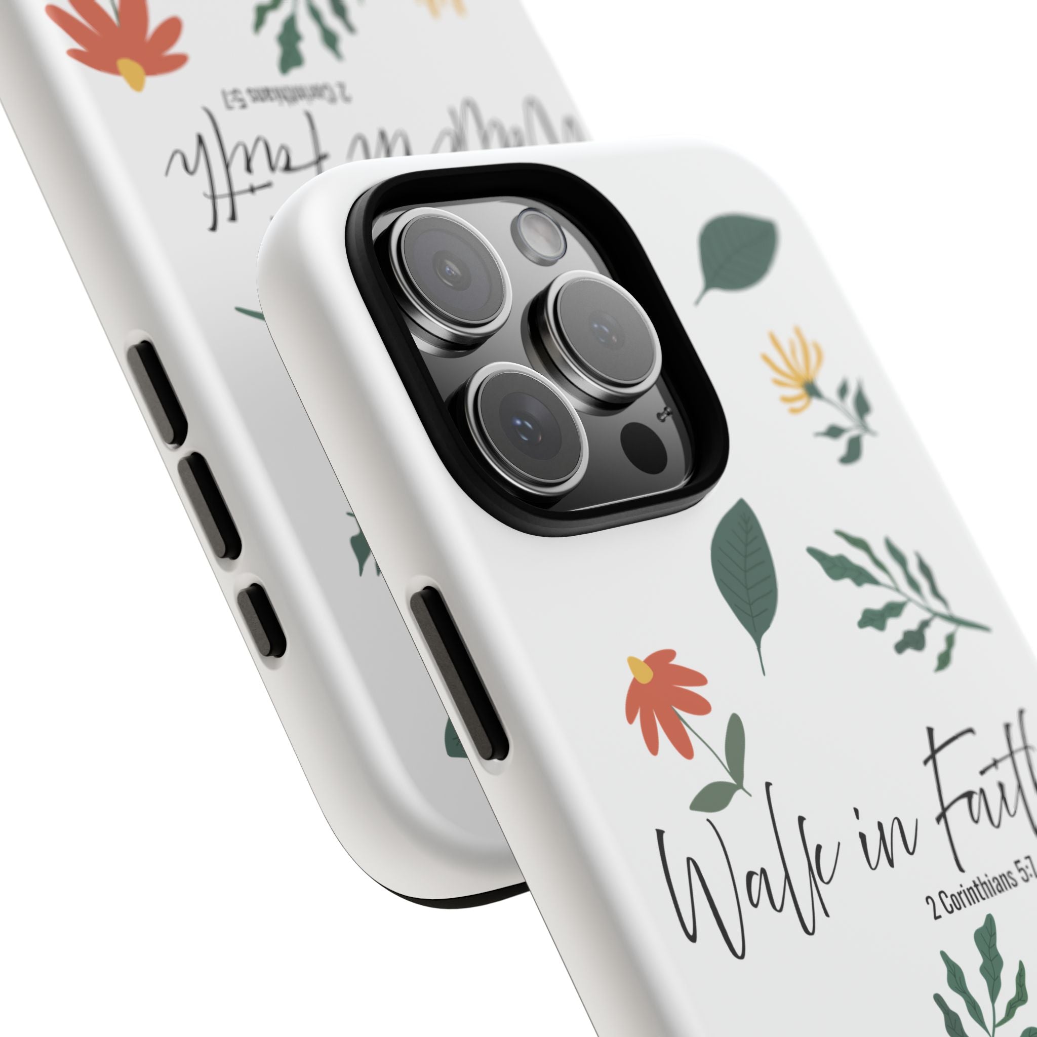 Walk in Faith Floral Phone Case — 2 Corinthians 5:7 Christian iPhone Case