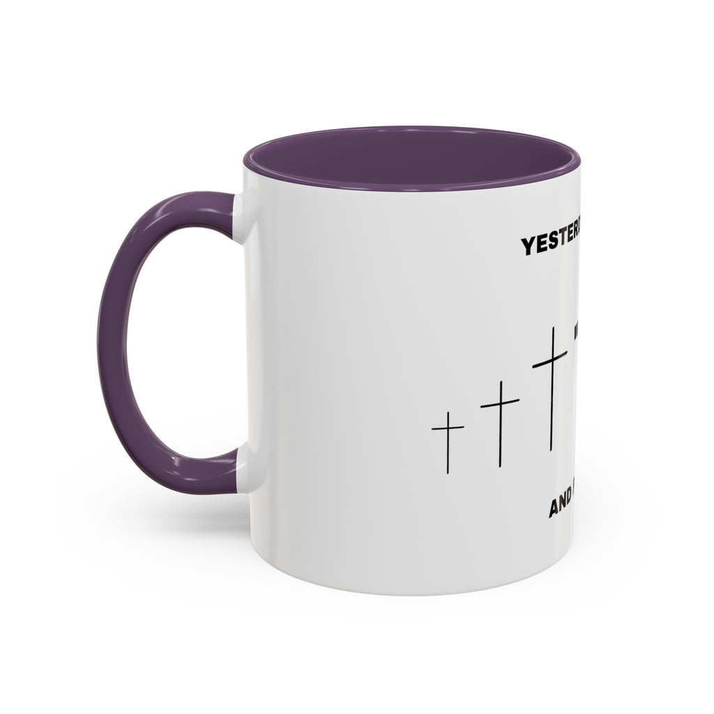 Christian Coffee Mug - "Yesterday, Today and Forever" Cross Accent Mug (11/15oz)
