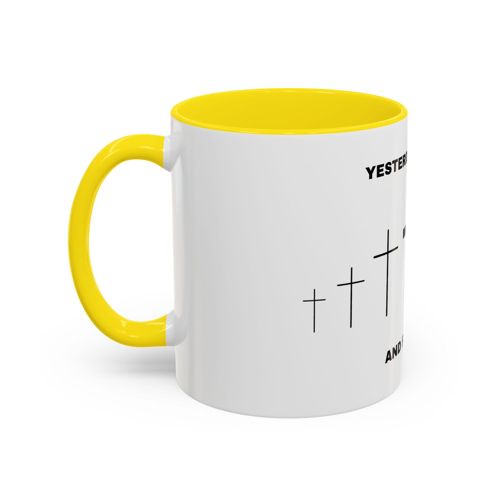 Christian Coffee Mug - "Yesterday, Today and Forever" Cross Accent Mug (11/15oz)