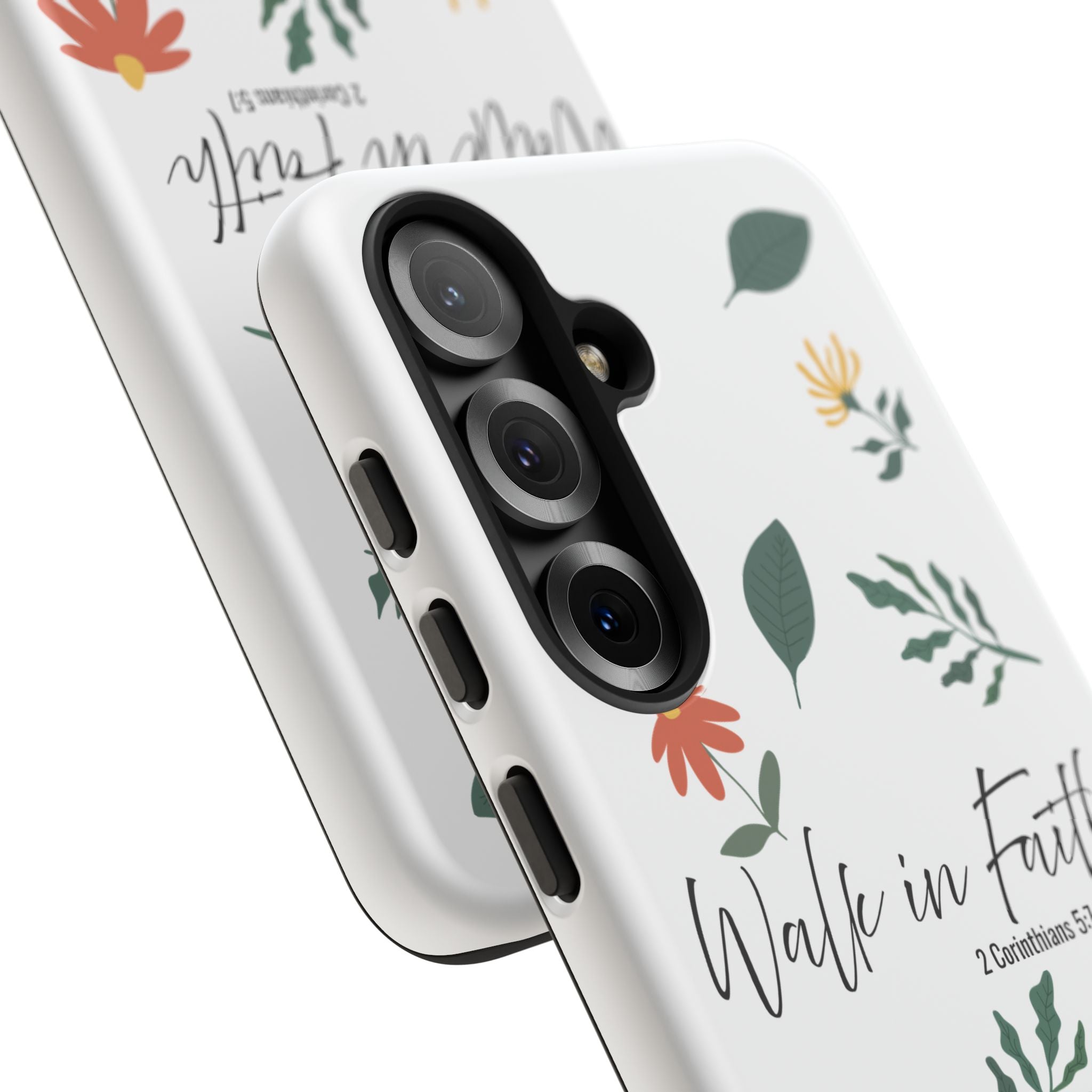 Walk in Faith Floral Phone Case — 2 Corinthians 5:7 Christian iPhone Case